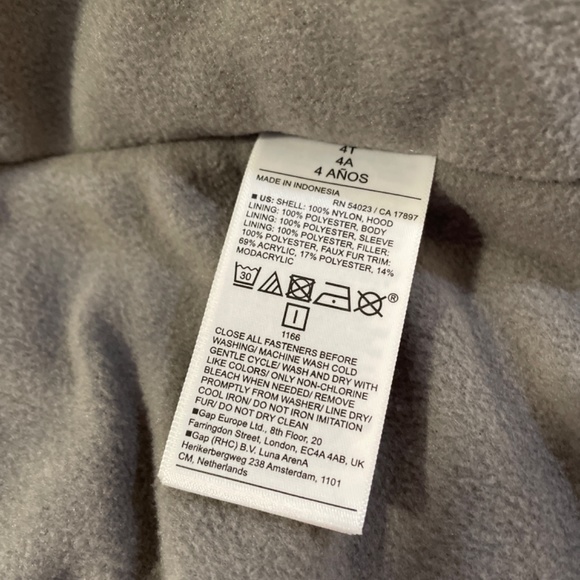 New Old Navy Kids jacket coat sherpa faux fur trim hood grey size 4T - Picture 6 of 9